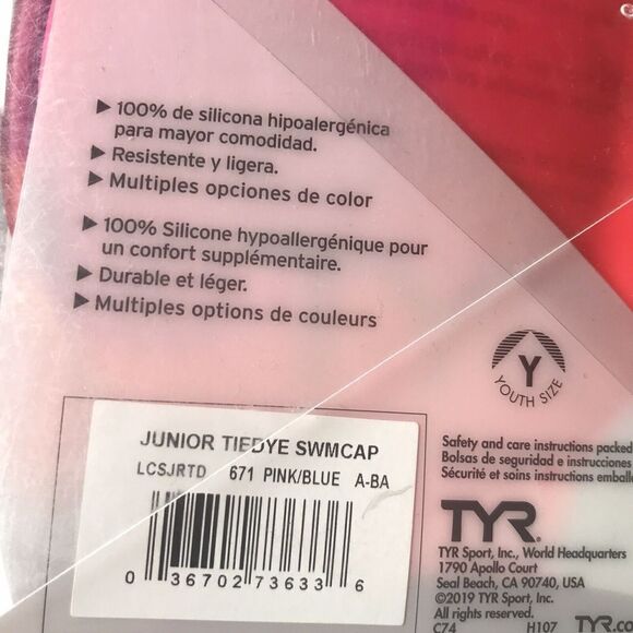 🦩 TYR Junior Tie Dye Swim Cap Youth Size (Age 10+) beanie hat silicone - Picture 4 of 6